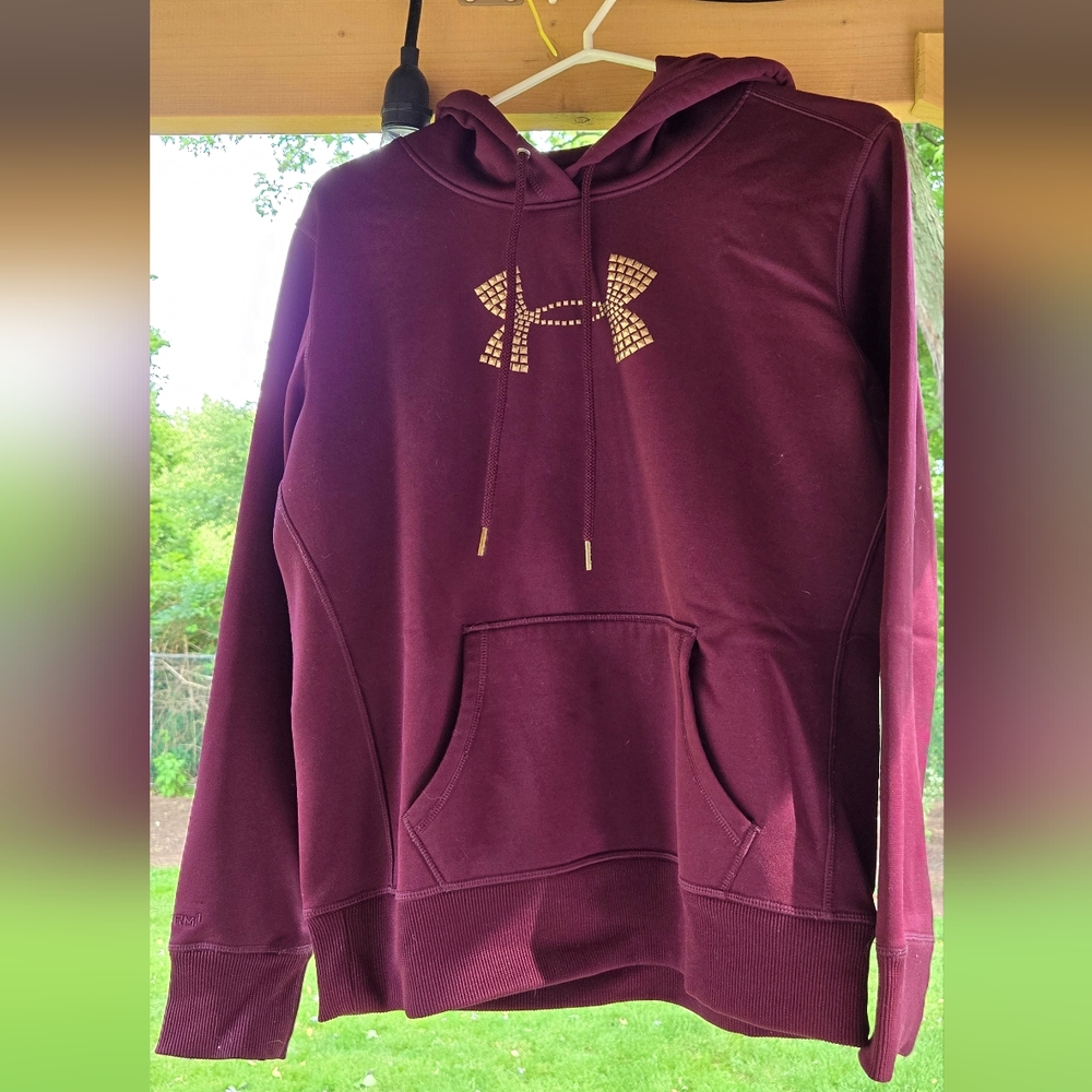 Under Armour Burgundy Hoodie with Gold Emblem